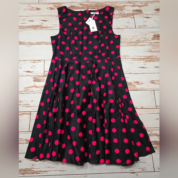 Grace Karin Dresses & Skirts - Grace Karin Polka Dot Dress Black Pink Swing Flare 3XL
